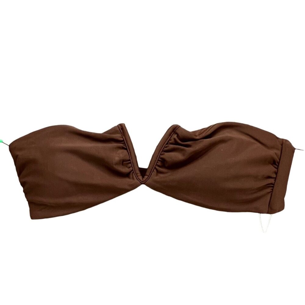 Andie Bikini Top‎ Womens M Espresso Brown Scala Strapless Bandeau Swimwear NEW - Picture 2 of 12